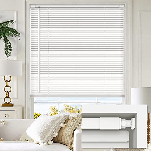 Cordless No Drill Vinyl Mini Blinds - 35" W x 36" H, White