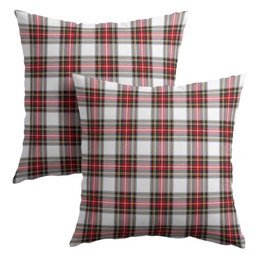 Christmas Scottish Tartan Plaid Outdoor Throw Pillow Cover 18x18 in