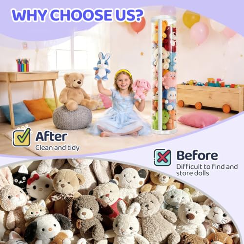 Large Stuffed Animal Storage Tube - 47-Inch Dust-Resistant Toy Organizer