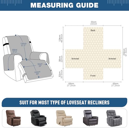 Waterproof Recliner Chair Cover, Non-Slip Dark Gray, 22" Seat Width
