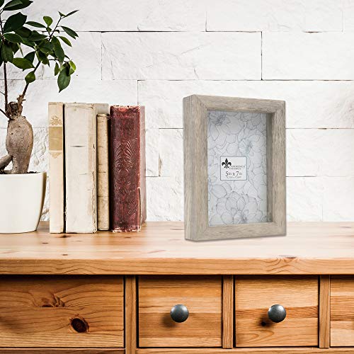 5x7 Shadow Box Frame, Natural Gray Deep Display Case for Keepsakes and Photos