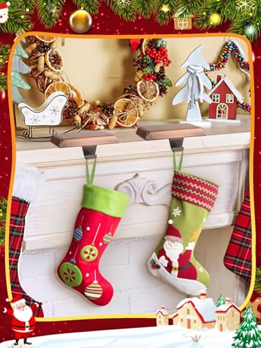8 Pack Heavy Duty Christmas Stocking Holders for Mantel, Red Bronze Hooks