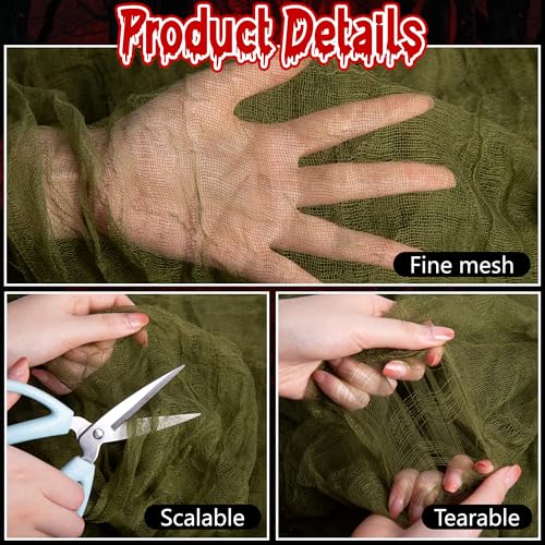 Green Halloween Creepy Cloth Decoration 200x36 Inch - Spooky Gauze Fabric