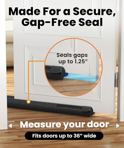 Double-Sided Door Draft Stopper - Under Door Seal Strip (Fits 30"-36")