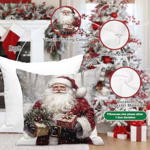 Lanpn 16x16 Christmas Throw Pillow Covers Set of 4 Holiday Decorative Pillowcases