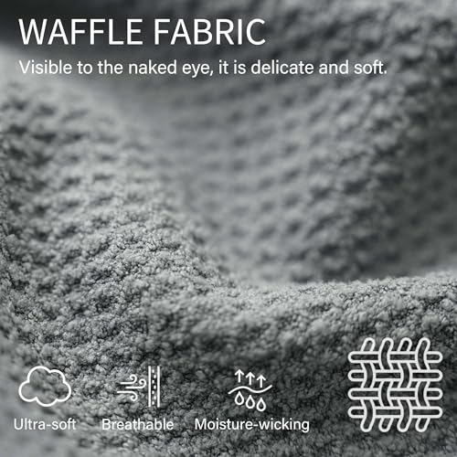 ROLSHOL Microfiber Waffle Hair Towel Wraps for Women - 32x11 Inches, Pink & Grey Pack
