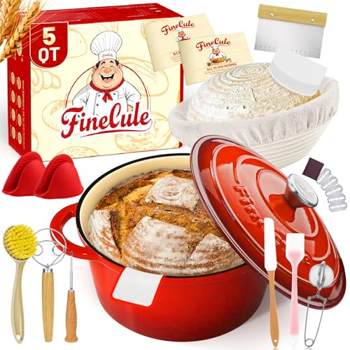 5-Quart Enameled Cast Iron Dutch Oven with Lid, Bread Proofing Kit & Lame Set