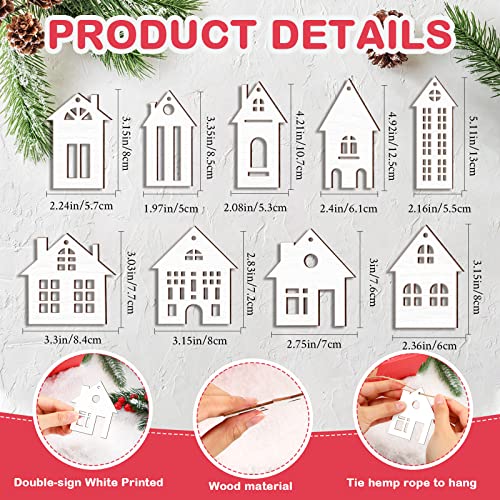 Talltalk 36 Pcs Christmas Wood Ornaments Set – White Cutouts for Crafts