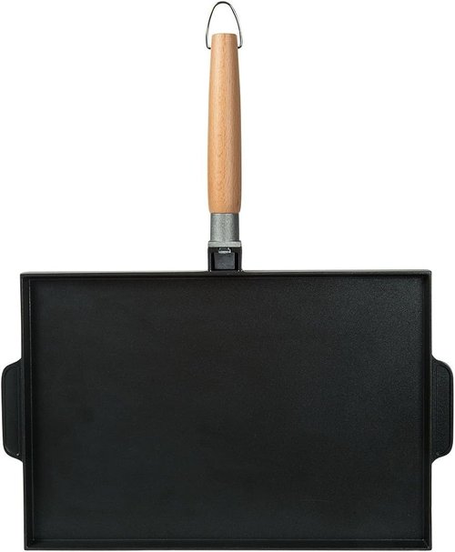 MasterPan Non-Stick Grill and Griddle Pan with Removable Handle, 15" (Innovative Series), black and Brown