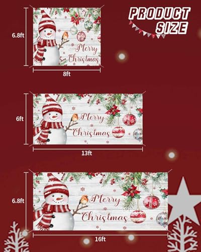 Gsypo Red Snowman Christmas Garage Door Banner 7x8 ft Holiday Decor