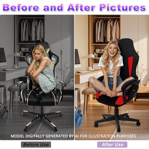 Gaming Chair Cover - Stretchable Breathable Mesh, Scratch Proof, Black-Red