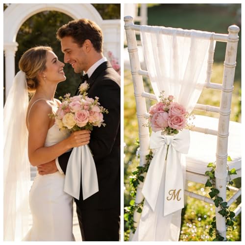 White Wreath Sash for Front Door 2-Pack Polyester Embroidery Blank