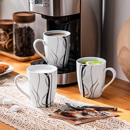 VEWEET Fiona 11 oz Ceramic Coffee Mugs Set of 6 - White, Large Handle, Durable Porcelain