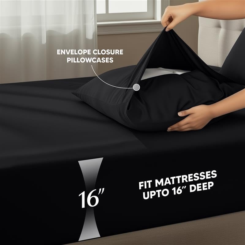 Utopia Bedding Twin XL Sheet Set - Soft Microfiber 3-Piece Bed Sheets | Oeko-Tex Certified (Black)