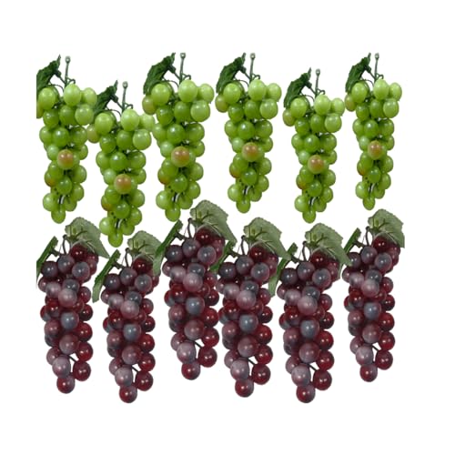 12 Bunches Artificial Grapes - Realistic Simulation Fruit for Decor