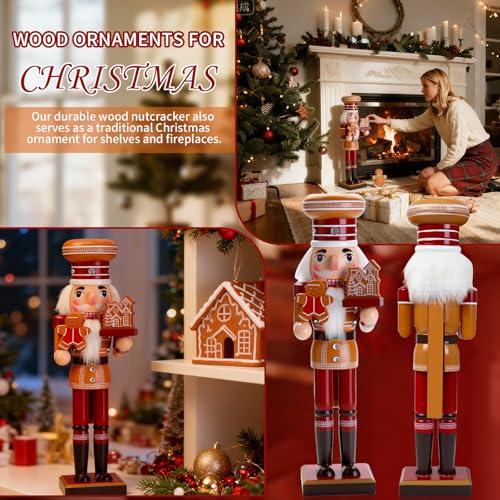 15-Inch Wooden Christmas Nutcracker Tabletop Decor for Shelf & Mantel