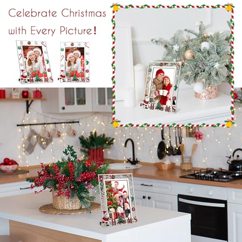 Handepo 4-Pack 4x6 Inch Metal Christmas Picture Frames with HD Glass Front