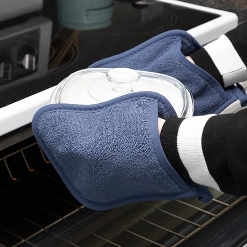 Terry Cloth Pocket Oven Mitt and Hot Pad Set - Heat Resistant Cotton, 2-Pack