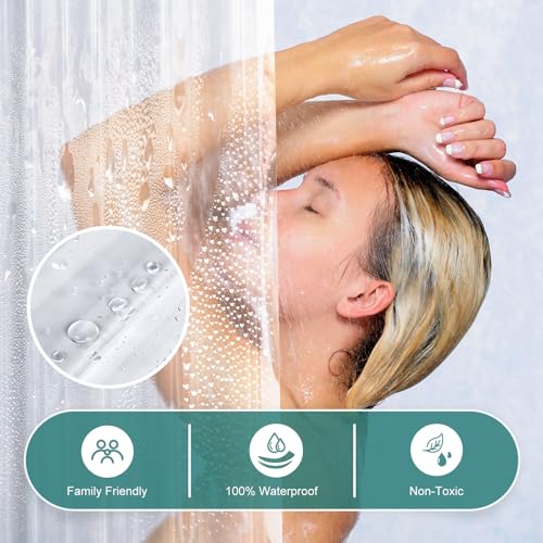 Heavy Duty Clear Shower Curtain Liner, 72 x 72 Inch Weighted Plastic Liner