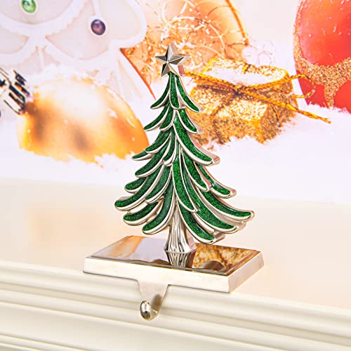 Houdezhu Tree 2 Pack Christmas Stocking Holders for Mantel – Weighted Metal Hooks