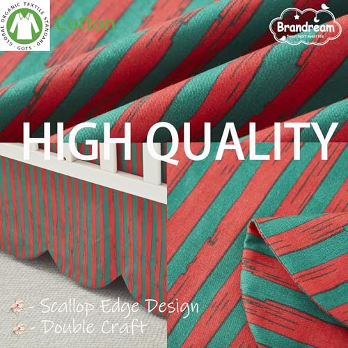 Cotton Crib Skirt with Scallop Edge - Holiday Red & Green Stripes, Baby Nursery Bedding