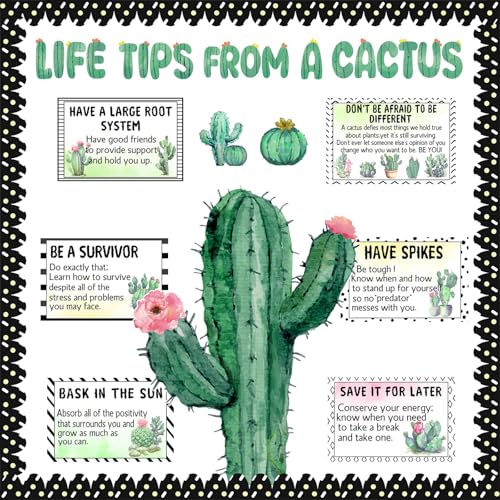 Cactus Motivational Bulletin Board Set for Classroom Decor, 41 Pieces