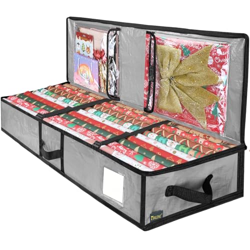 Soft Christmas Wrapping Paper Storage Bag with Pockets and Partitions
