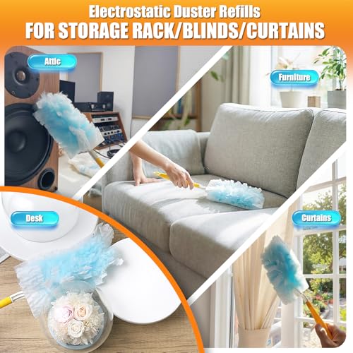 80-Pack Microfiber Duster Refills - Disposable Multi-Surface Dusting Pads