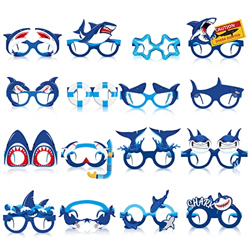 32-Piece Shark Paper Eyeglasses Party Favors for Kids Ocean Photo Props
