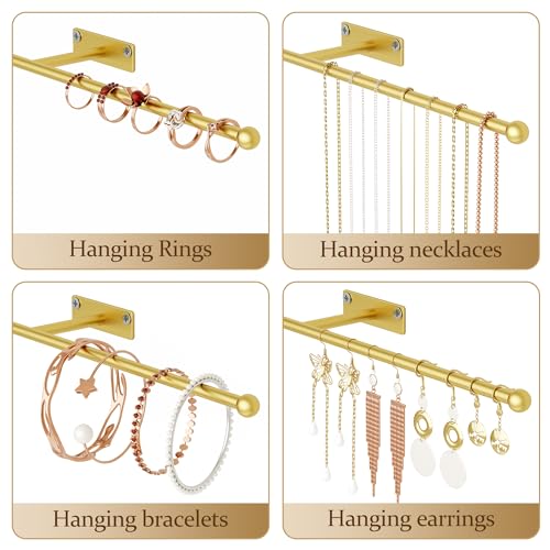 Wall Hanging Jewelry Organizer - 12.6" Metal Necklace Holder, 2-Pack