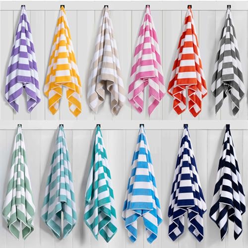 LULUHOME Oversized 100% Cotton Beach Towel - 36x70 Striped Cabana Pool Towel