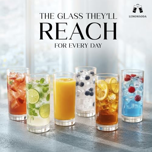 LEMONSODA 15oz Clear Highball Glass Set of 48 - Modern Cocktail Glassware