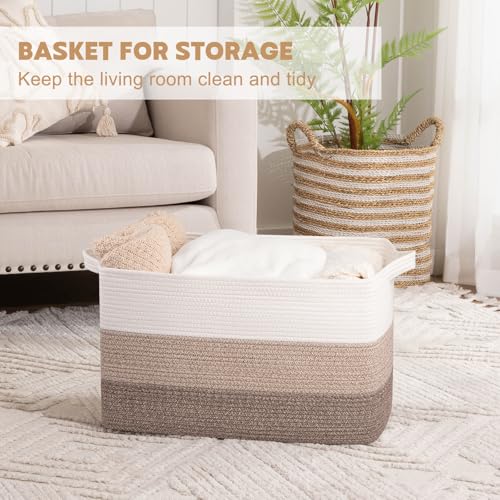 Extra Large Cotton Rope Blanket Basket - 95L Woven Storage Bin for Toys