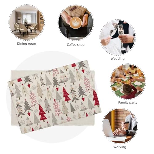 Sunshineyan Christmas Placemats Set of 4 - 18 x 12 Inches Geometric Colorful Christmas Tree Table Mats, Heat & Slip Resistant Holiday Decor (Christmas2 / 12" x 18")