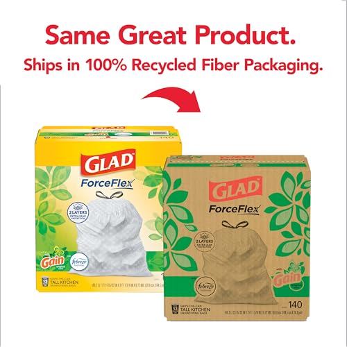 13 Gallon Tall Kitchen Trash Bags, Scented Tear-Resistant Drawstring, 140 Pack