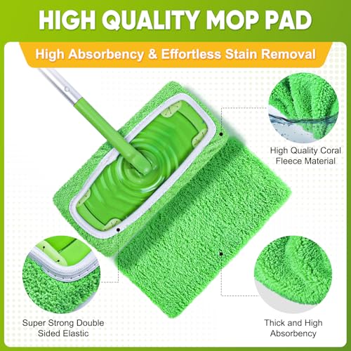 18-Pack Reusable Microfiber Mop Pads - Washable Wet & Dry Floor Sweeping Cloths
