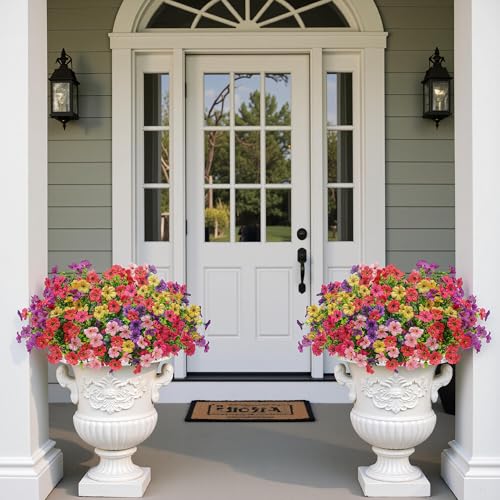 Outdoor Artificial Flowers - 12 Bundles UV Resistant Fake Silk Daisies