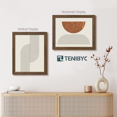TENIBYC 11x14 Brown Wood Picture Frame 3 Pack with Real Glass