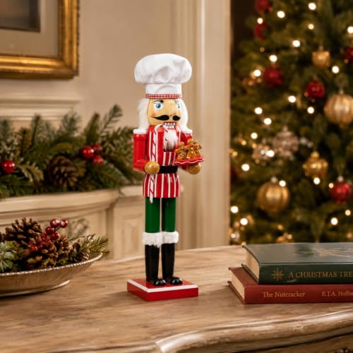 SunArtHome 15-inch Gingerbread Chef Nutcracker Decor for Christmas
