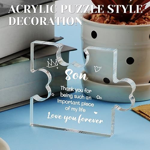 Gifts for Son from Mom - Acrylic Puzzle Plaque (son) – 8.5x7x1 cm
