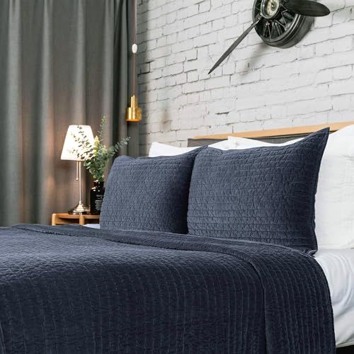 Reversible Royal Velvet Quilt - King Size 108'' x 92'' Dusty Blue