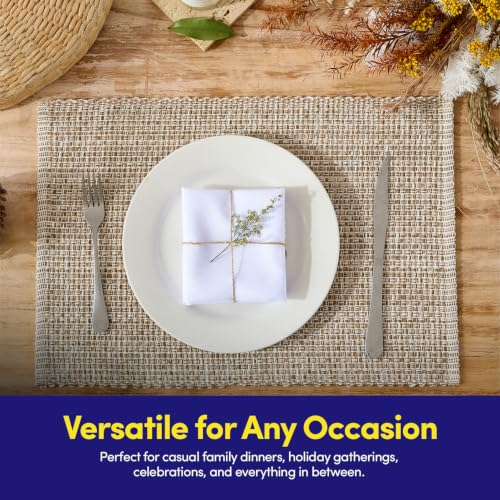100% Cotton Woven Placemats - 13" x 19" Rectangle Table Mats, Set of 6