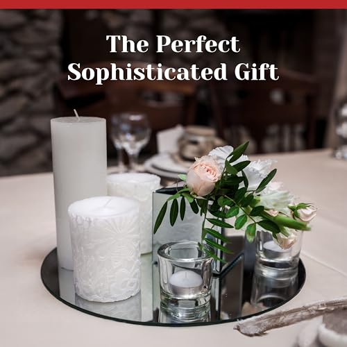 8-Inch Round Mirror Plates for Centerpieces - Set of 12 Glass Tiles