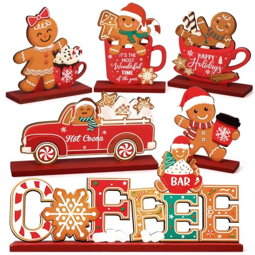 Qunclay 6-Piece Winter Holiday Coffee Table Decor Set – Festive Kitchen & Drink Station Accessories