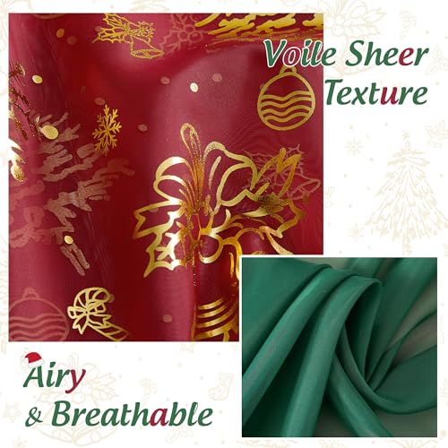 NICETOWN Christmas Window Treatment Set: 2 2984 - Dimension Green Curtains & 2 4084 - Dimension Gold - Embroidered Curtains, Perfect for Festive Season