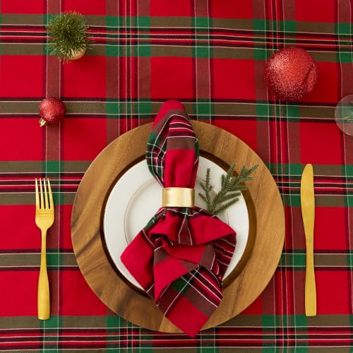 DII Farmhouse Christmas Plaid Napkin Set 20x20 Inches, Red & Green, Pack of 6
