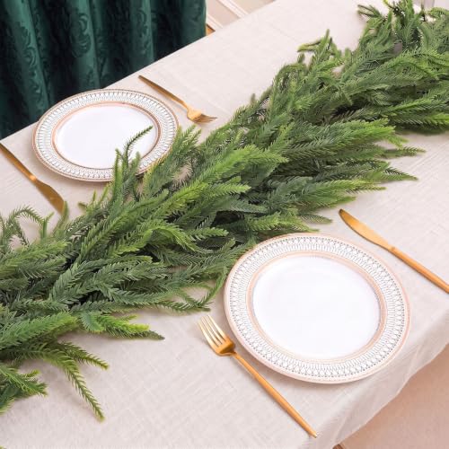 Lavonoph 6ft Artificial Norfolk Pine Garland Set - Real Touch Winter Greenery for Holiday Decor