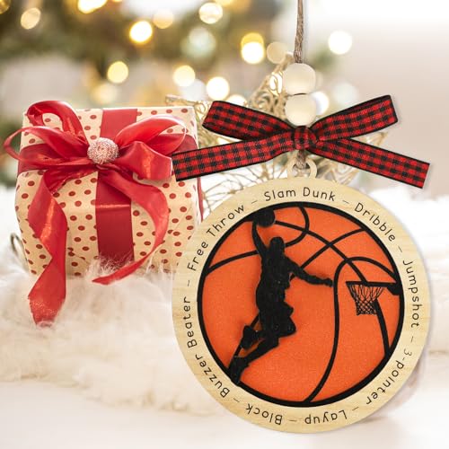PAIVSUN Basketball Christmas Ornament Wooden Holiday Decor for Tree - Gift for Players & Fans
