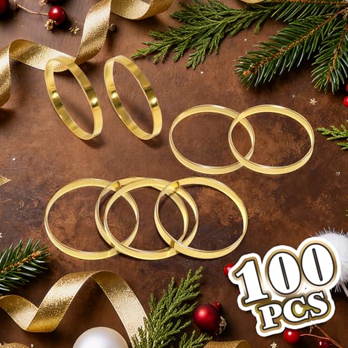 100 Pcs Gold Metal Napkin Rings, Elegant Round Napkin Holders for Weddings
