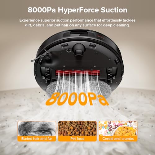 Roborock Qrevo Robot Vacuum and Mop, 8000Pa Suction, All-in-One Dock, Black